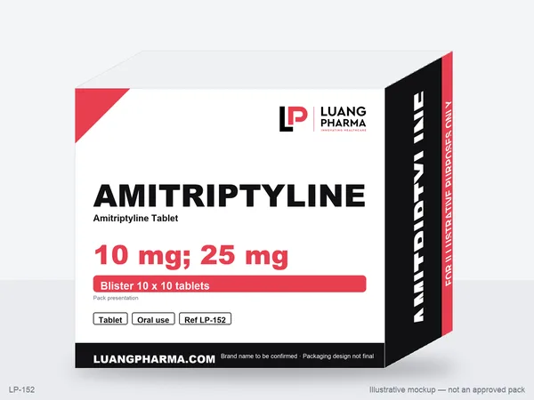 Illustrative packaging mockup for Amitriptyline Tablets