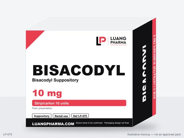 Illustrative packaging mockup for Bisacodyl Suppositories