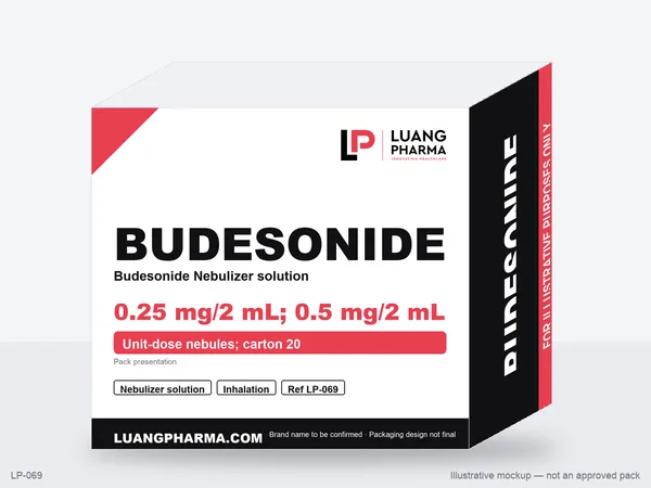 Illustrative packaging mockup for Budesonide Nebulizer solution