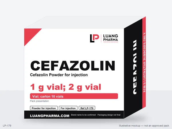 Illustrative packaging mockup for Cefazolin Powder for injection