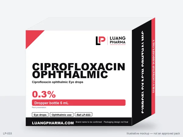 Illustrative packaging mockup for Ciprofloxacin ophthalmic Eye drops
