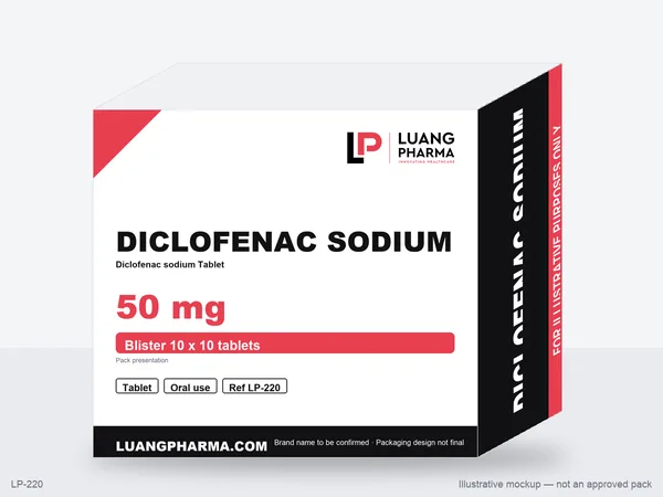 Illustrative packaging mockup for Diclofenac sodium Tablets