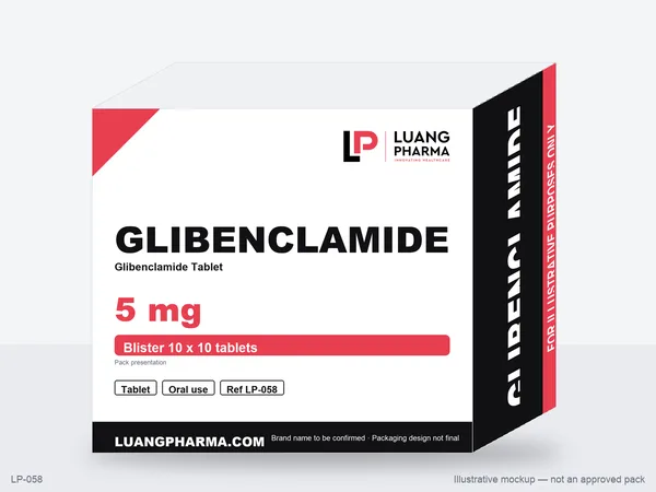 Illustrative packaging mockup for Glibenclamide Tablets