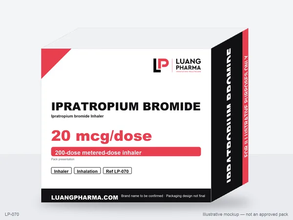 Illustrative packaging mockup for Ipratropium bromide Inhaler