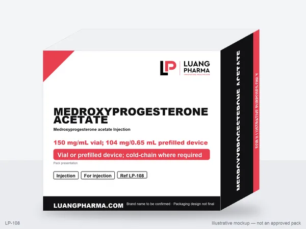 Illustrative packaging mockup for Medroxyprogesterone acetate Injection