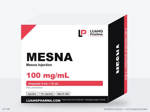 Illustrative packaging mockup for Mesna Injection