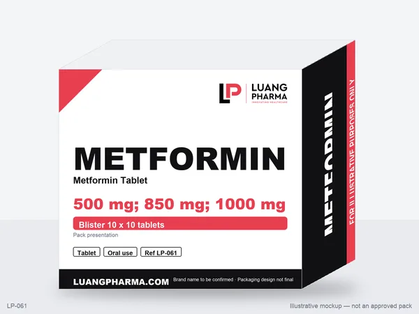 Illustrative packaging mockup for Metformin Tablets
