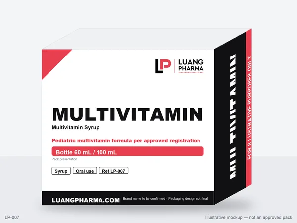 Illustrative packaging mockup for Multivitamin Syrup