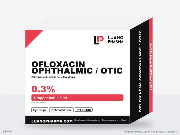 Illustrative packaging mockup for Ofloxacin ophthalmic / otic Eye drops
