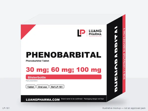 Illustrative packaging mockup for Phenobarbital Tablets