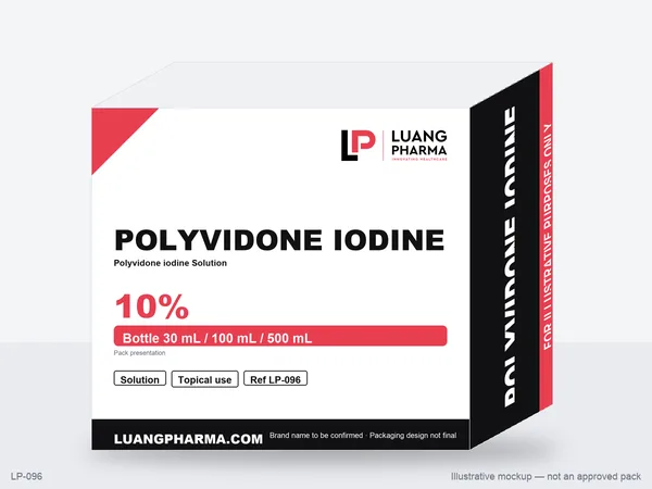 Illustrative packaging mockup for Polyvidone iodine Solution
