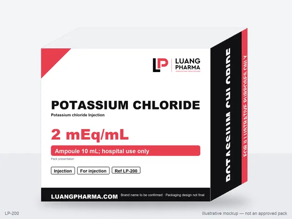 Illustrative packaging mockup for Potassium chloride Injection