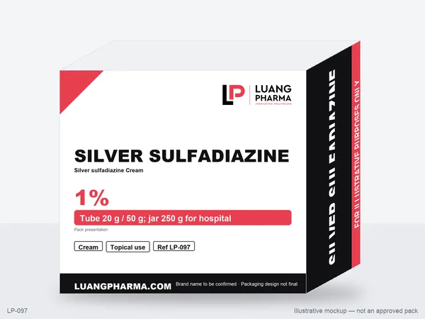 Illustrative packaging mockup for Silver sulfadiazine Cream