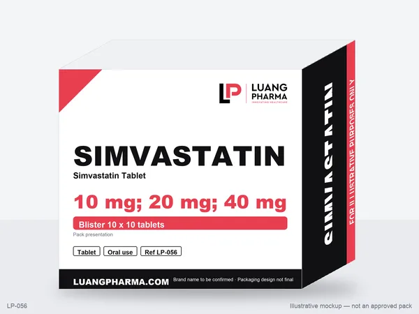Illustrative packaging mockup for Simvastatin Tablets