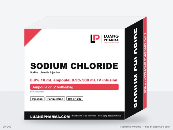 Illustrative packaging mockup for Sodium chloride Injection