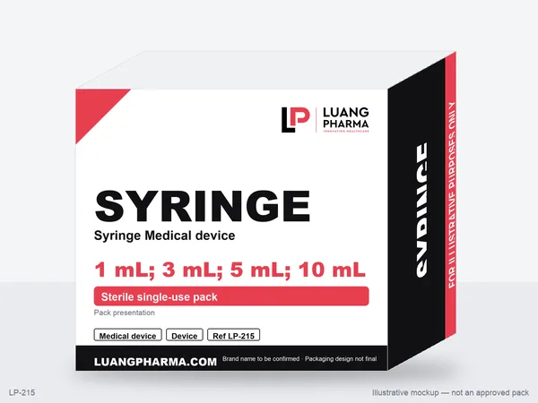 Illustrative packaging mockup for Syringe Medical device