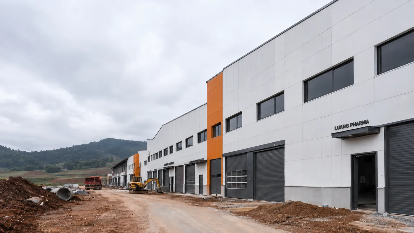 A closer view of the Luang Pharma production buildings